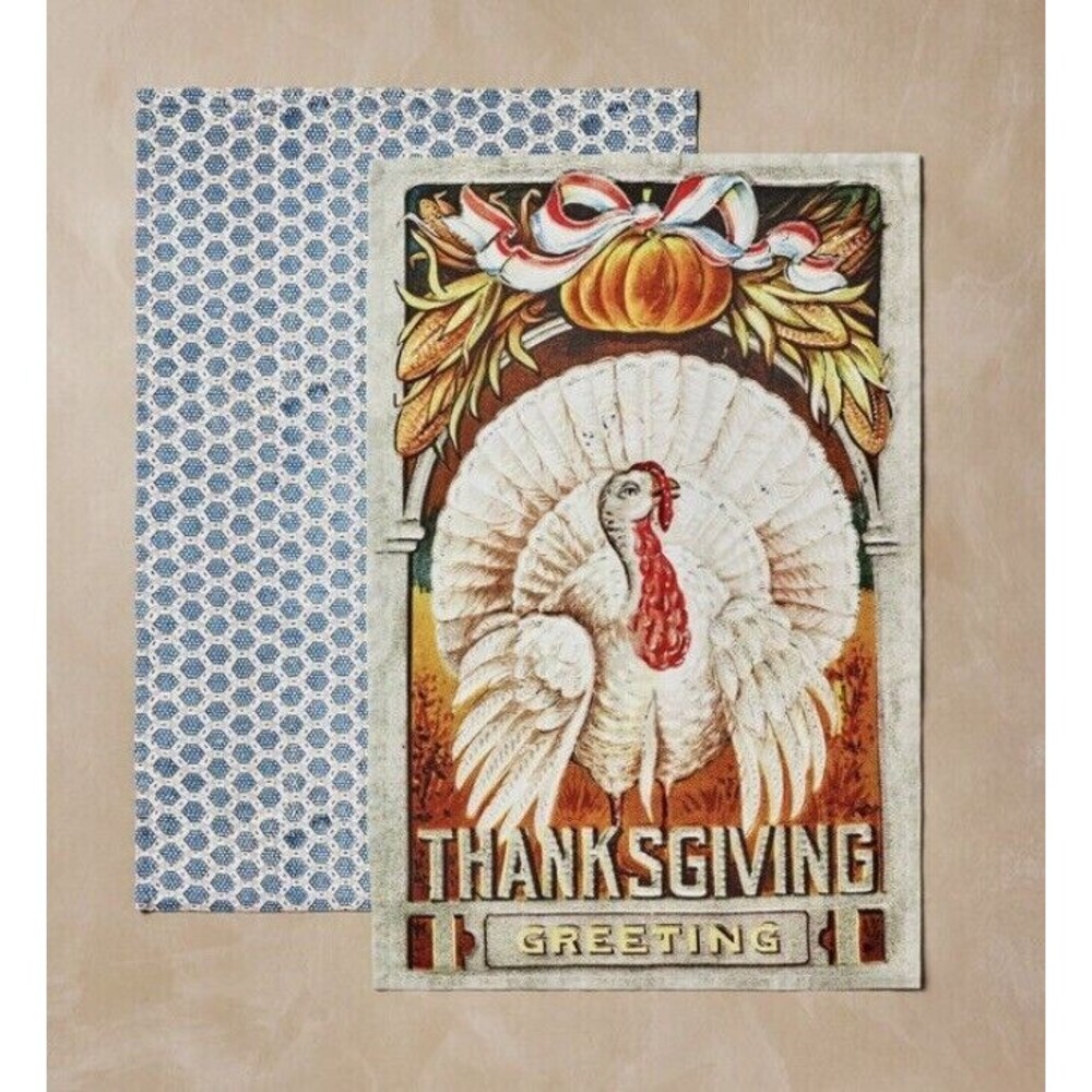 John Derian x Target Tea Towels 20” X 30” Fall Turkey Cards Thanksgiving Harvest